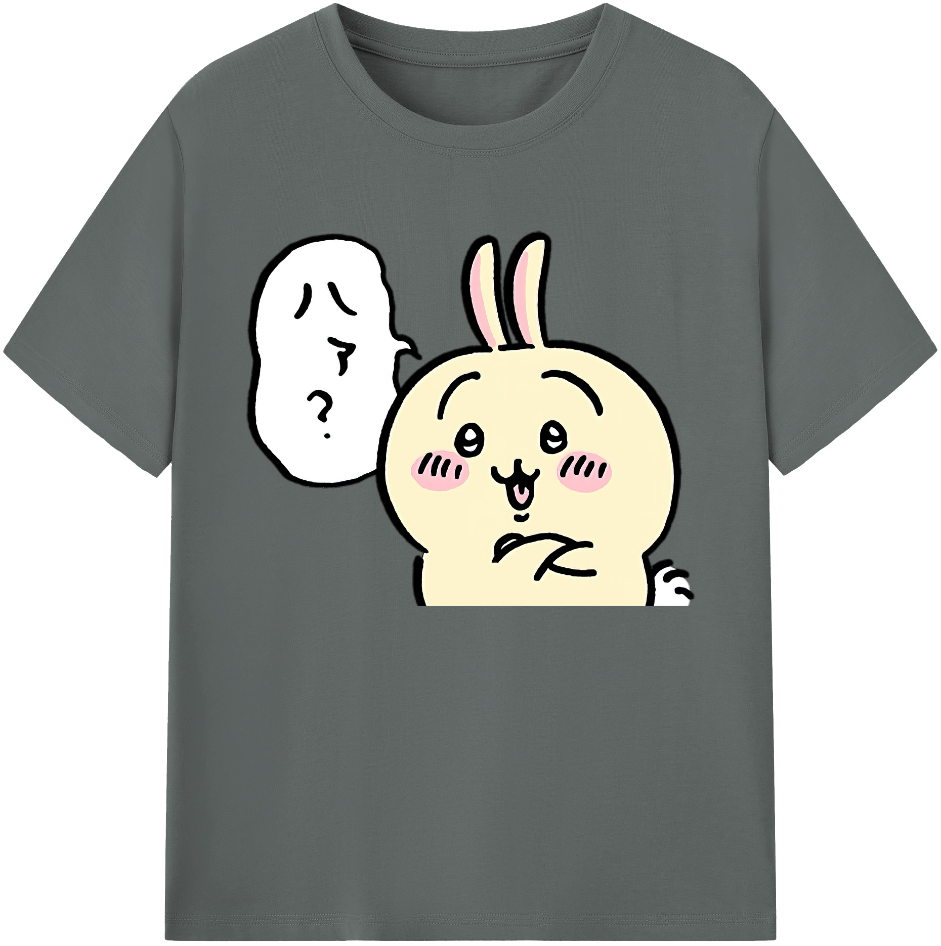 （画像用） ちいかわ うさぎ Chii-kawa usagi 綿100％ メンズ半袖Tシャツ｜肌触りやわらか＆通気性
